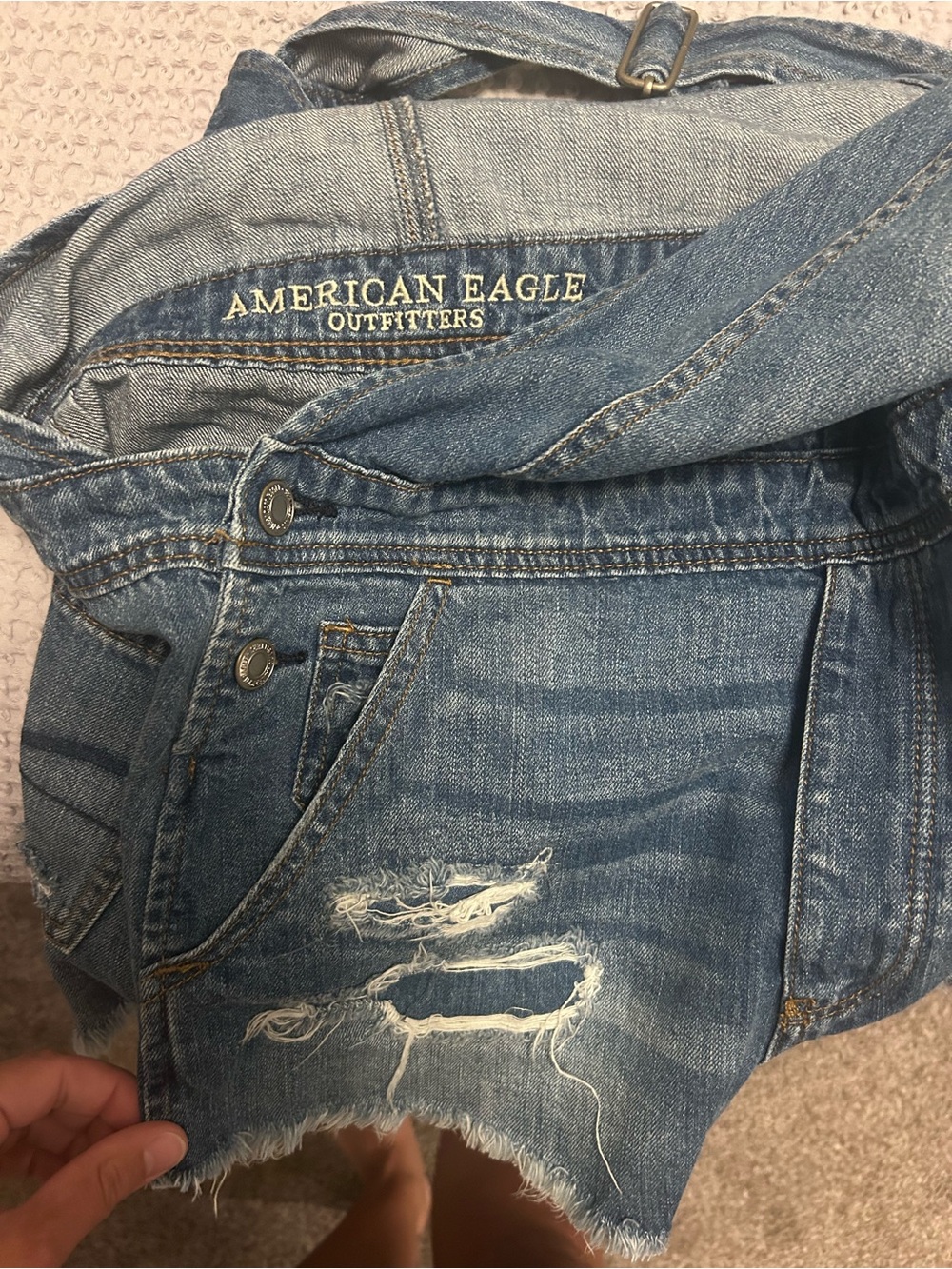 Denim Short Overalls - Blue - Picture 3 of 4